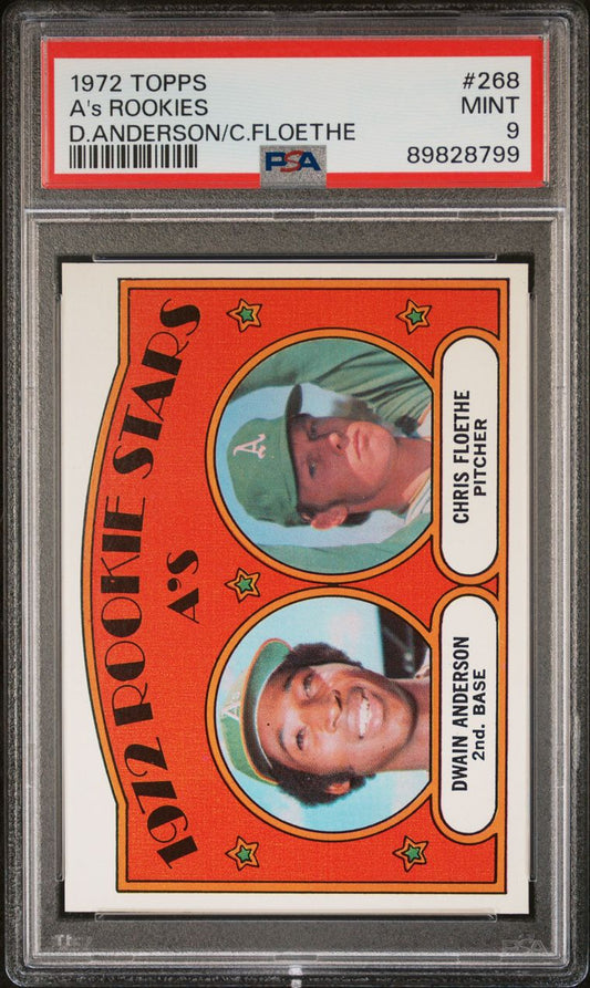 1972 Topps Baseball #268 - A's 1972 Rookie Stars - PSA 9 - MINT