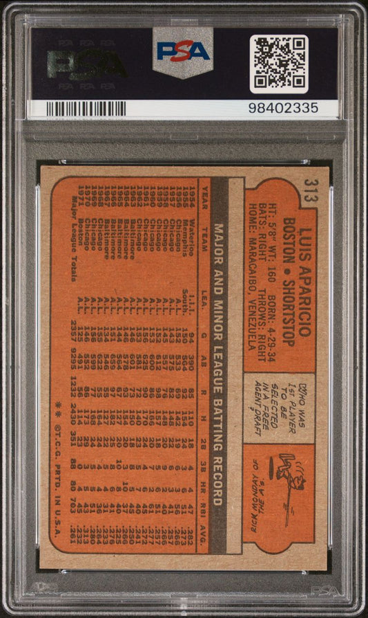 1972 Topps Baseball #313 - Luis Aparicio - PSA 8 - NMMT