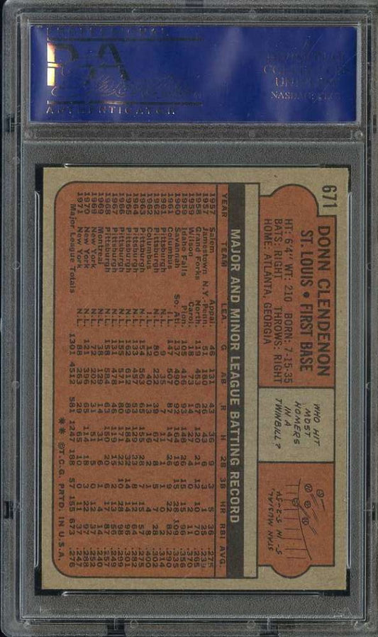 1972 Topps Baseball #671 - Donn Clendenon - PSA 9 - MINT