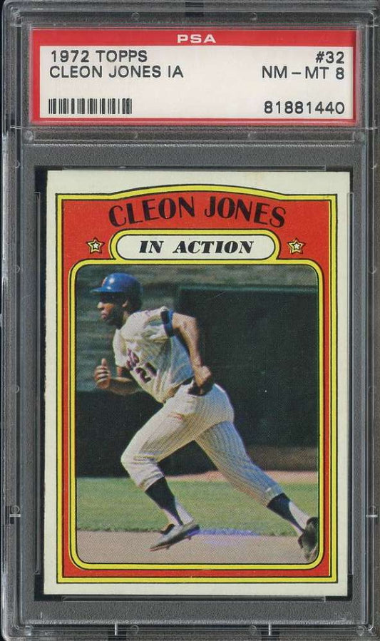 1972 Topps Baseball #32 - Cleon Jones IA - PSA 8 - NMMT