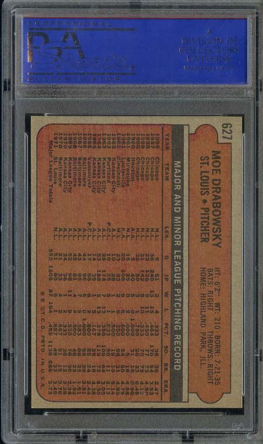1972 Topps Baseball #627 - Moe Drabowsky - PSA 8 - NMMT