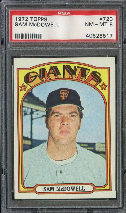 1972 Topps Baseball #720 - Sam McDowell - PSA 8 - NMMT