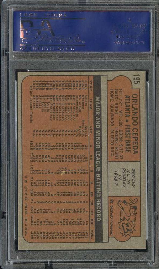 1972 Topps Baseball #195 - Orlando Cepeda - PSA 8 - NMMT