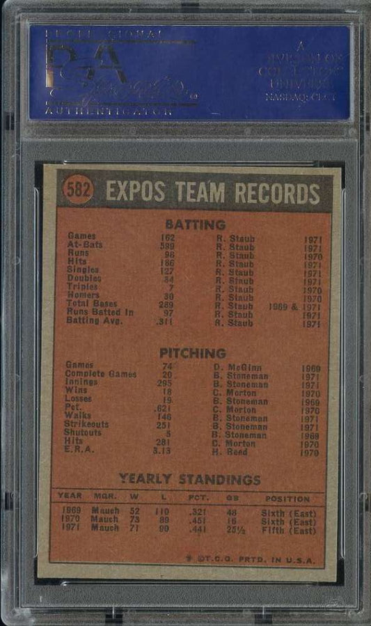 1972 Topps Baseball #582 - Montreal Expos - PSA 8 - NMMT