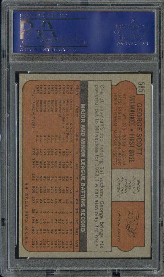1972 Topps Baseball #585 - George Scott - PSA 8 - NMMT