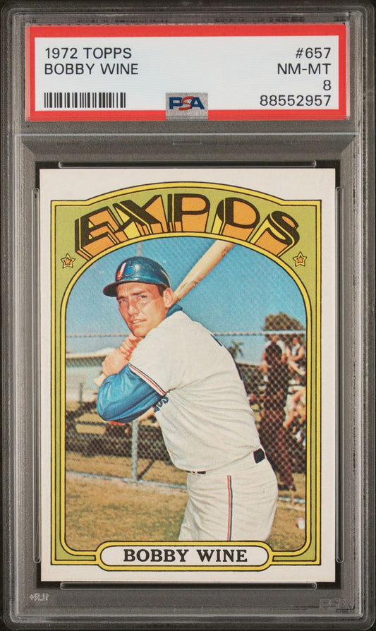 1972 Topps Baseball #657 - Bobby Wine - PSA 8 - NMMT