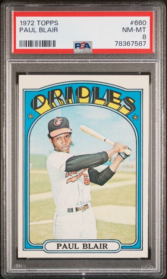1972 Topps Baseball #660 - Paul Blair - PSA 8 - NMMT