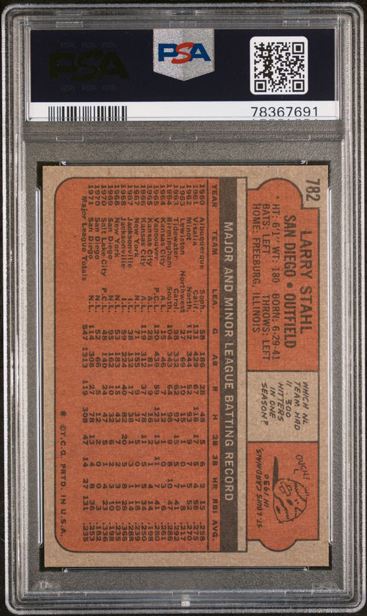 1972 Topps Baseball #782 - Larry Stahl - PSA 8 - NMMT