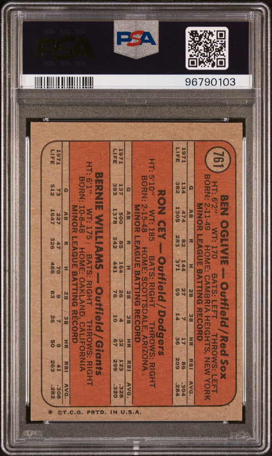1972 Topps Baseball #761 - AL-NL 1972 Rookie Stars - Cey RC - PSA 8 - NMMT