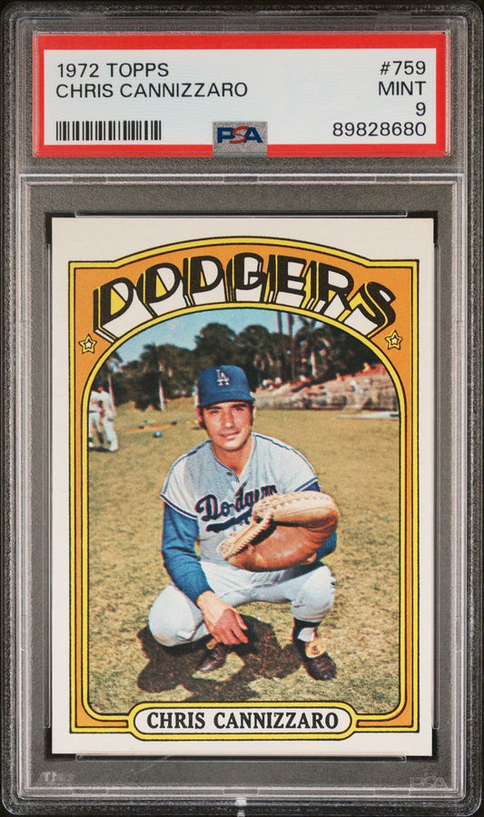1972 Topps Baseball #759 - Chris Cannizzaro - PSA 9 - MINT