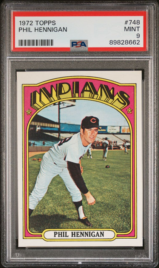1972 Topps Baseball #748 - Phil Hennigan - PSA 9 - MINT