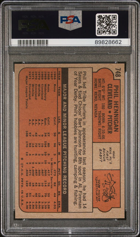 1972 Topps Baseball #746 - Lowell Palmer - PSA 9 - MINT