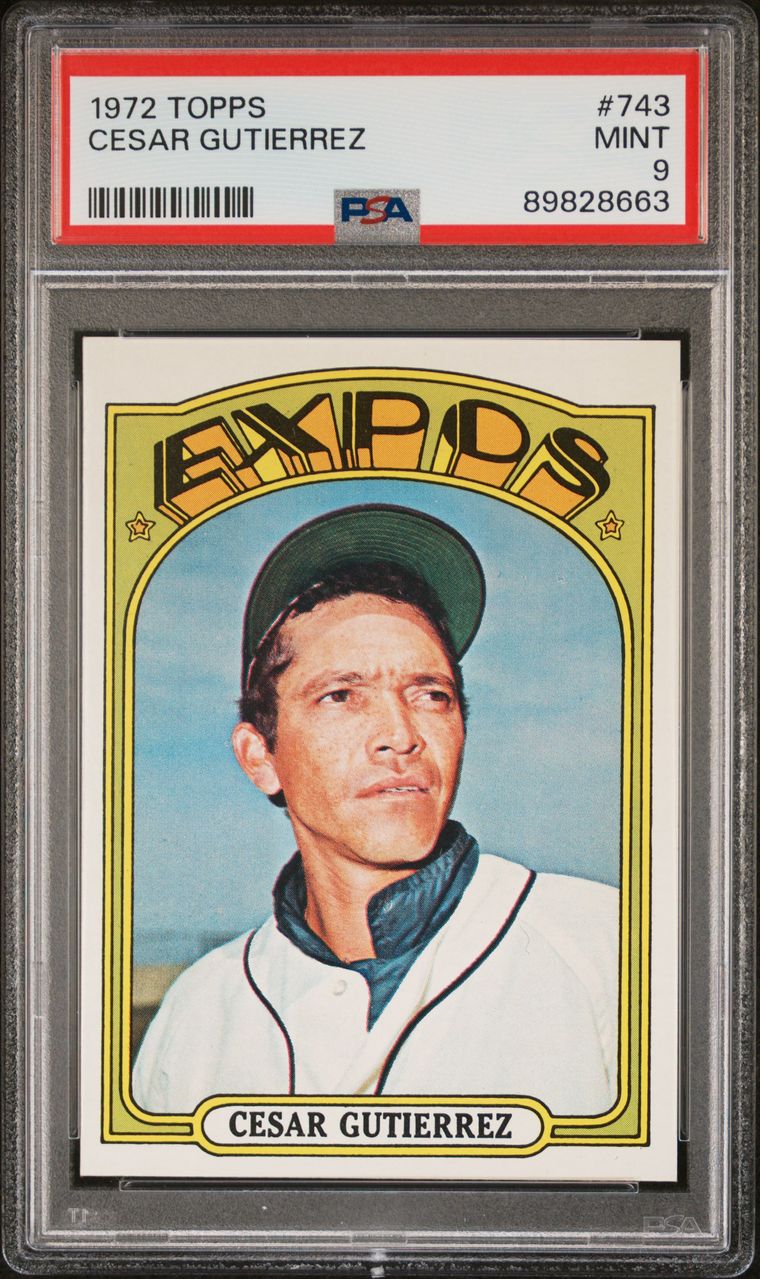 1972 Topps Baseball #743 - Cesar Gutierrez - PSA 9 - MINT