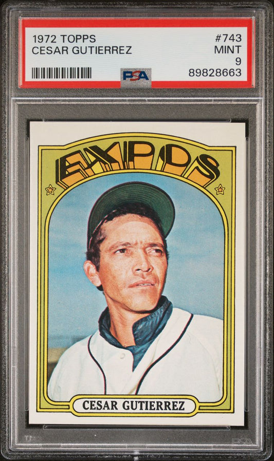 1972 Topps Baseball #743 - Cesar Gutierrez - PSA 9 - MINT