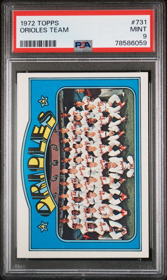 1972 Topps Baseball #731 - Baltimore Orioles - PSA 9 - MINT