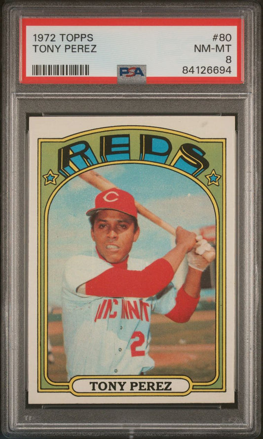 1972 Topps Baseball #80 - Tony Perez - PSA 8 - NMMT