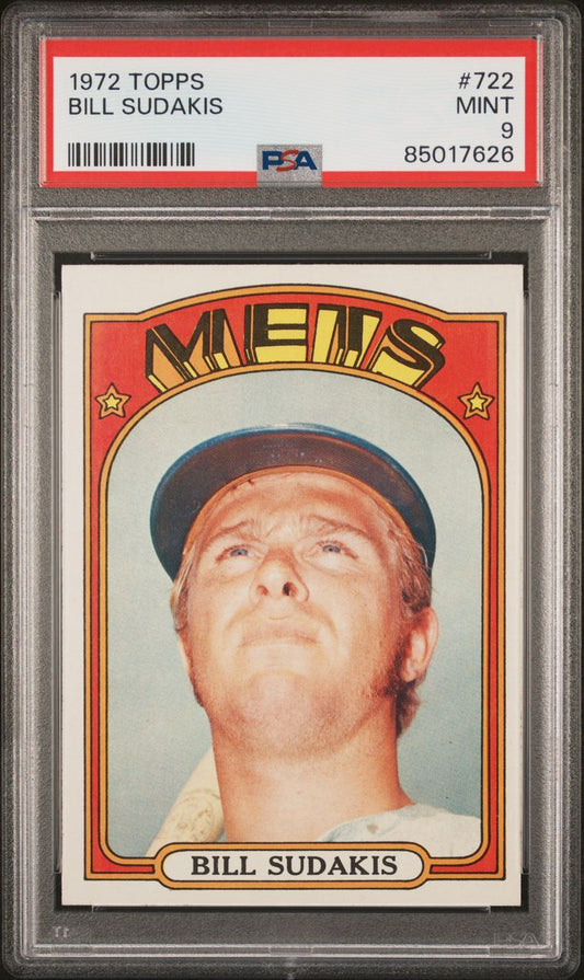 1972 Topps Baseball #722 - Bill Sudakis - PSA 9 - MINT