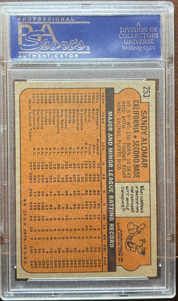 1972 Topps Baseball #253 - Sandy Alomar - PSA 8