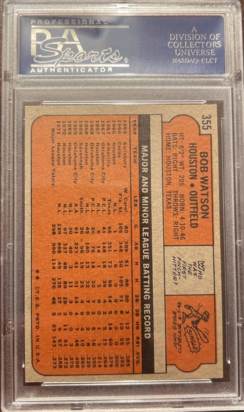 1972 Topps Baseball #355 - Bob Watson - PSA 8