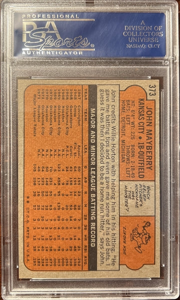 1972 Topps Baseball #373 - John Mayberry - PSA 8