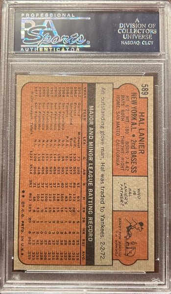 1972 Topps Baseball #589 - Hal Lanier - PSA 8.5