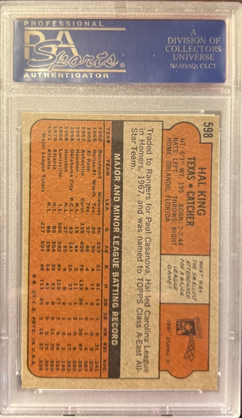 1972 Topps Baseball #598 - Hal King - PSA 8
