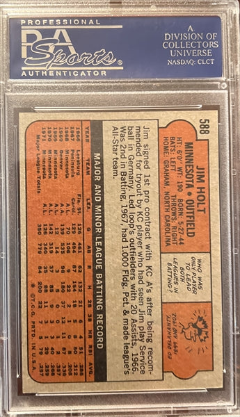 1972 Topps Baseball #588 - Jim Holt - PSA 8