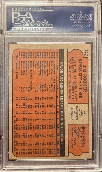 1972 Topps Baseball #742 - Jim Rooker - PSA 8