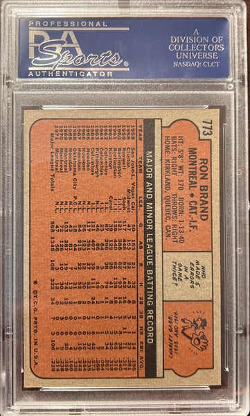 1972 Topps Baseball #773 - Ron Brand - PSA 8
