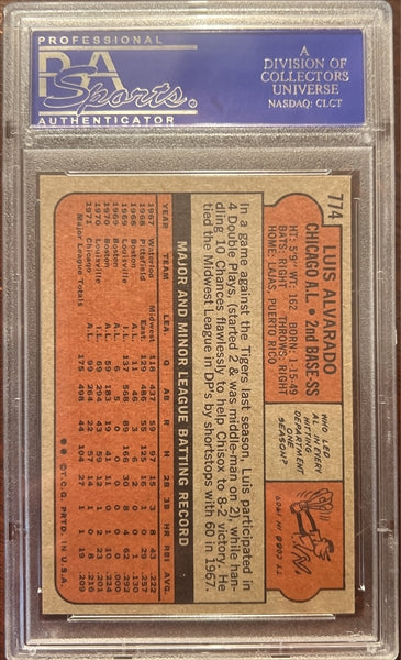 1972 Topps Baseball #774 - Luis Alvarado - PSA 8