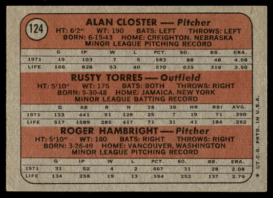 1972 Topps Baseball #124 - Yankees 1972 Rookie Stars - EXMT