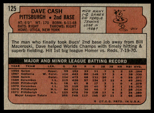 1972 Topps Baseball #125 - Dave Cash - EXMT