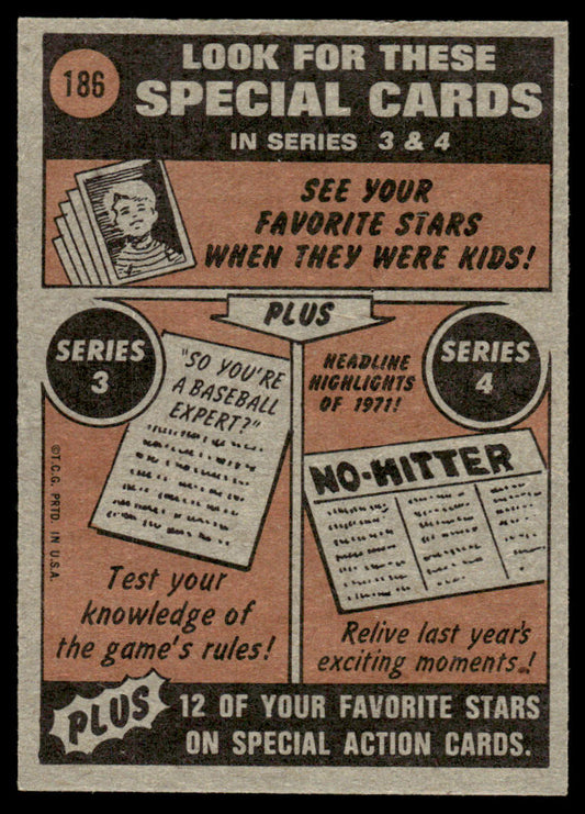 1972 Topps Baseball #186 - Ron Bryant IA - NMMT