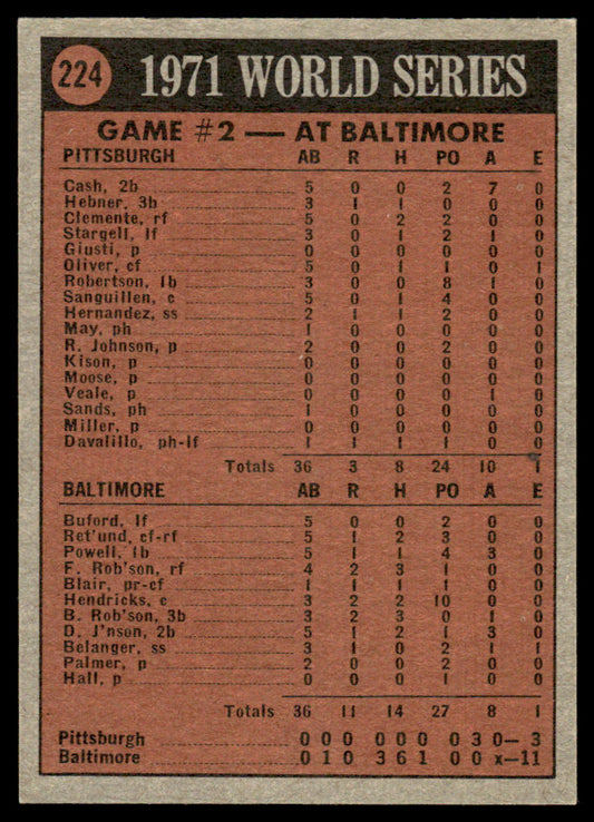 1972 Topps Baseball #224 - 1971 World Series Game 2 - NM