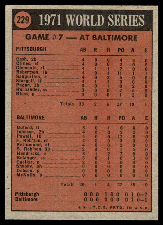 1972 Topps Baseball #229 - 1971 World Series Game 7 - NM