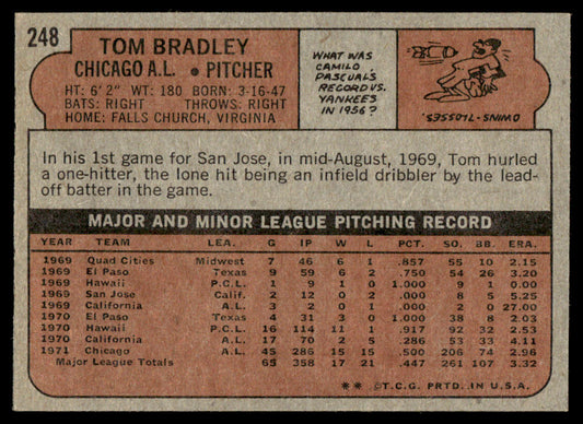 1972 Topps Baseball #248 - Tom Bradley - NM