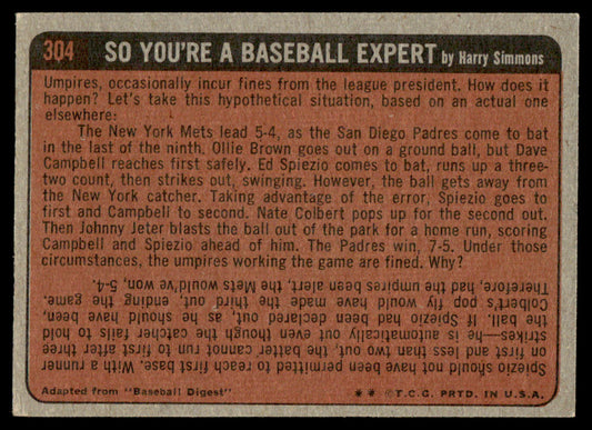 1972 Topps Baseball #304 - Joe Pepitone IA - EXMT