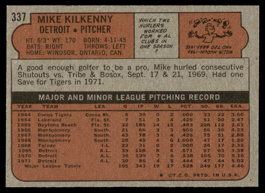 1972 Topps Baseball #337 - Mike Kilkenny - NM