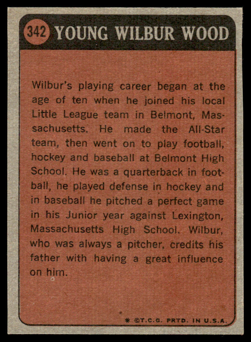 1972 Topps Baseball #342 - Wilbur Wood KP - EXMT