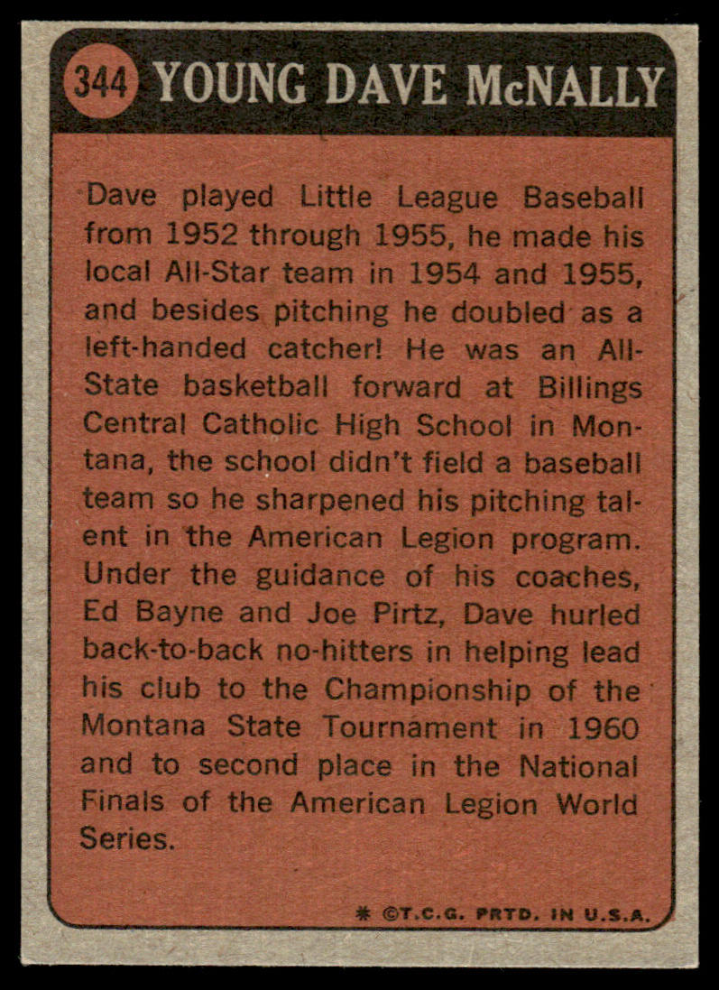 1972 Topps Baseball #344 - Dave McNally KP - NM