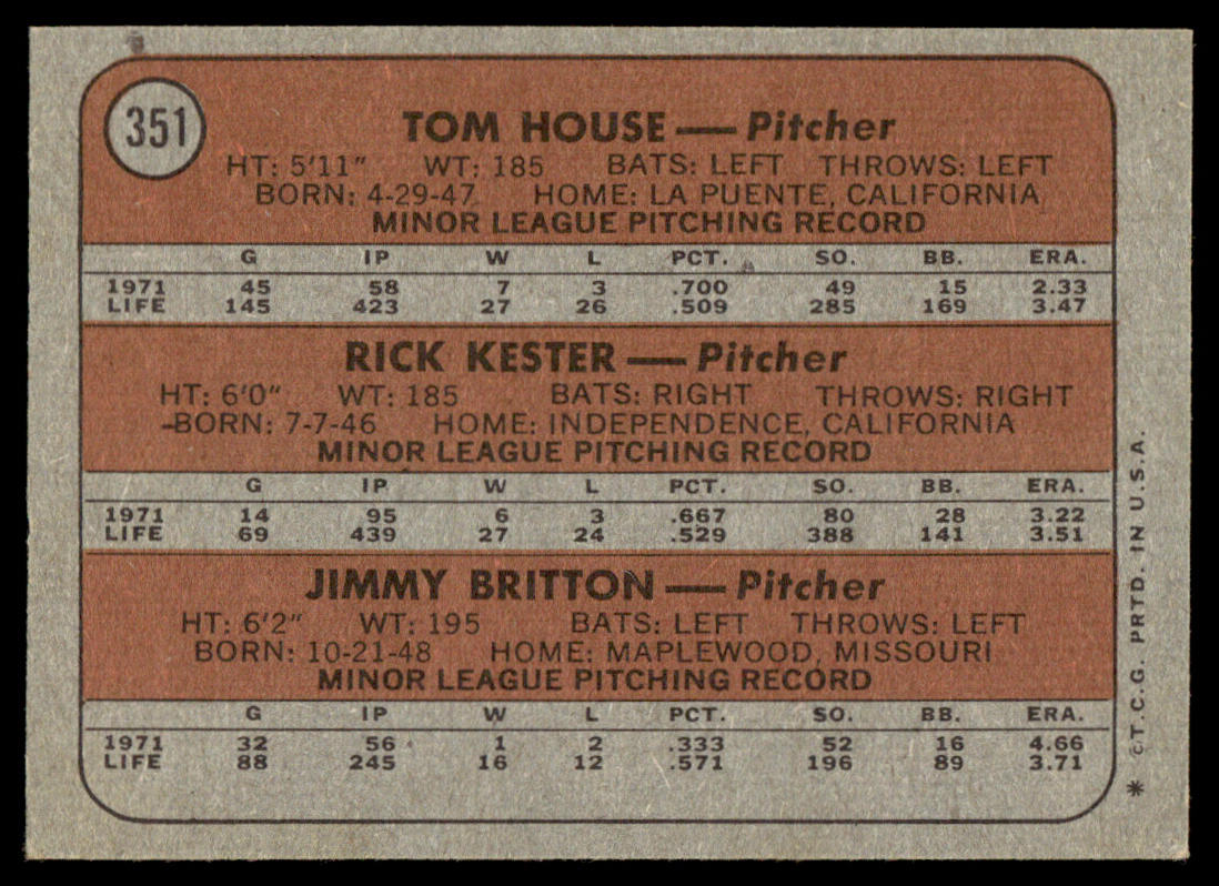 1972 Topps Baseball #351 - Braves 1972 Rookie Stars - EXMT