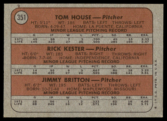 1972 Topps Baseball #351 - Braves 1972 Rookie Stars - EXMT