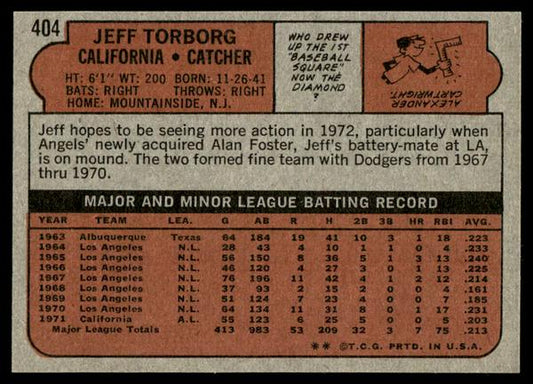 1972 Topps Baseball #404 - Jeff Torborg - NM
