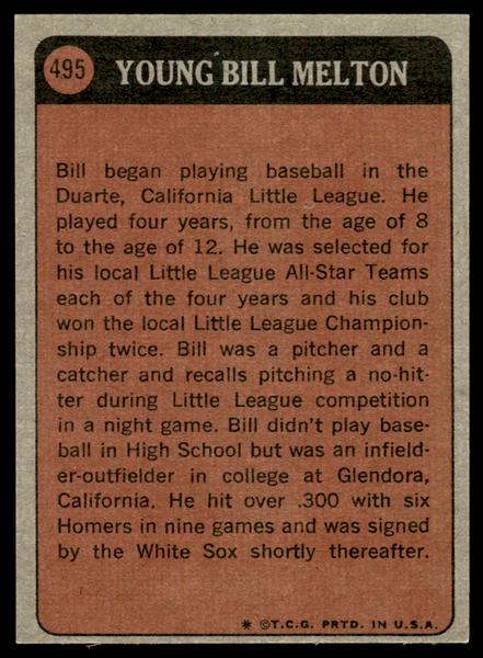 1972 Topps Baseball #495 - Bill Melton KP - NM