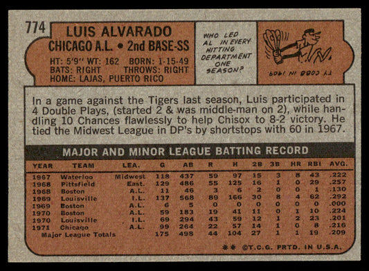 1972 Topps Baseball #774 - Luis Alvarado - NMMT