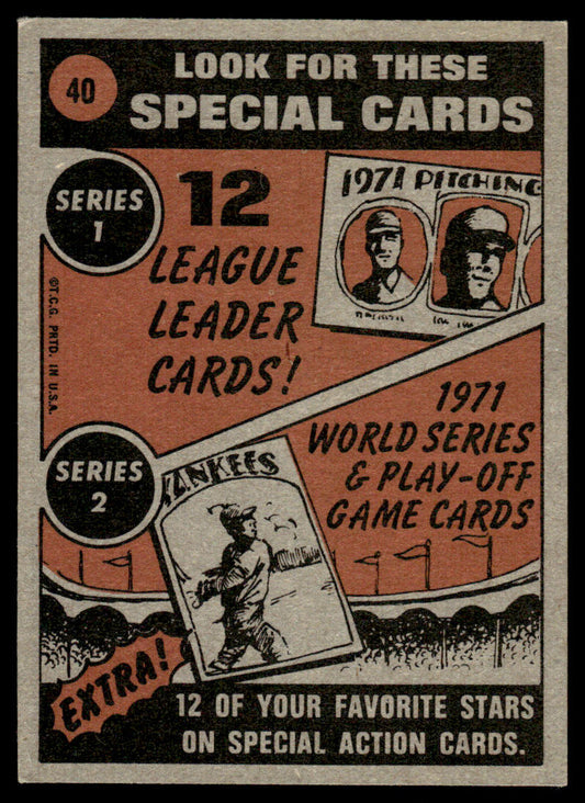 1972 Topps Baseball #40 - Bob Barton IA - EXMT