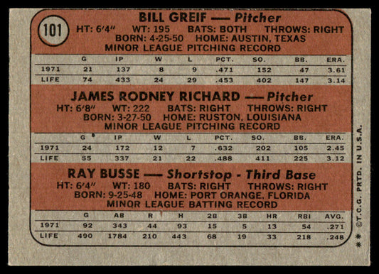 1972 Topps Baseball #101 - Astros 1972 Rookie Stars - Richard RC - EX