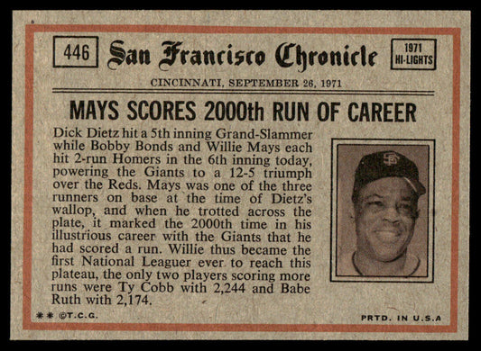 1972 Topps Baseball #446 - Tom Seaver IA - NM
