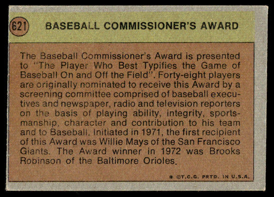 1972 Topps Baseball #621 - Commissioners Award - EX