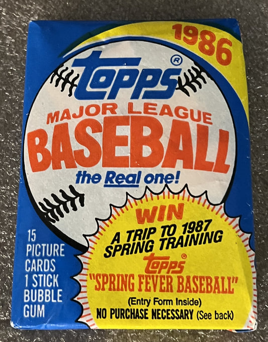 1986 Topps Baseball - Unopened Wax Pack - 15 Cards